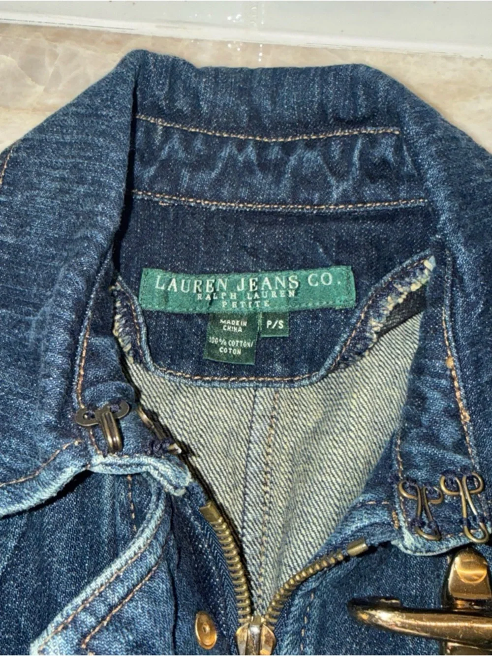Ralph Lauren lobster hook closure Women's Navy Denim Jacket PS - Picture 4 of 7